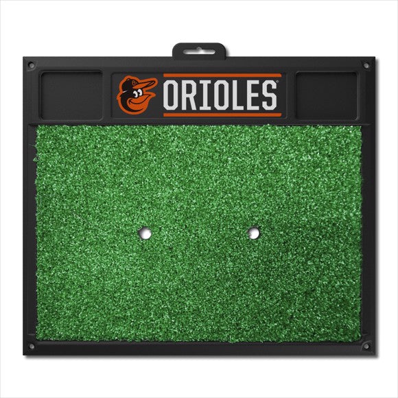 "Baltimore Orioles Golf Hitting Mat by Fanmats, featuring team logo and colors. Designed for durability and practice, made of high-quality material, officially licensed."