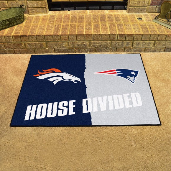 House Divided - Denver Broncos / New England Patriots House Divided Mat by Fanmats