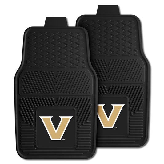 Vanderbilt Commodores 2-pc Vinyl Car Mat Set: Heavy-duty, dirt-trapping design with team logo. NCAA officially licensed. Made by Fanmats