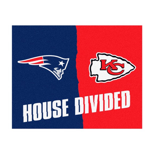 House Divided - New England Patriots / Kansas City Chiefs Mat / Rug by Fanmats