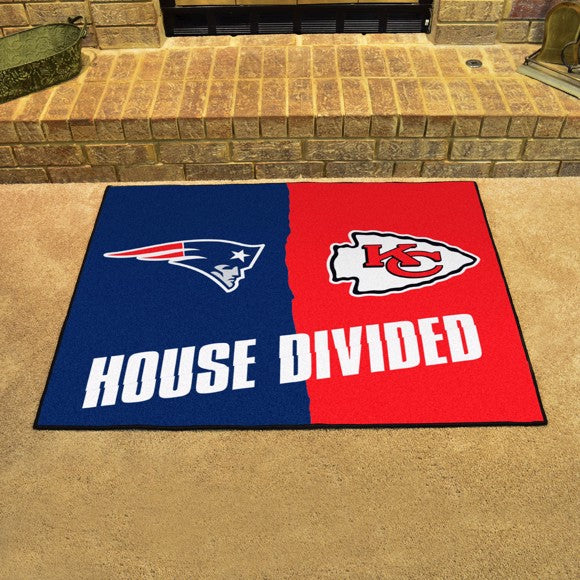 House Divided - New England Patriots / Kansas City Chiefs Mat / Rug by Fanmats