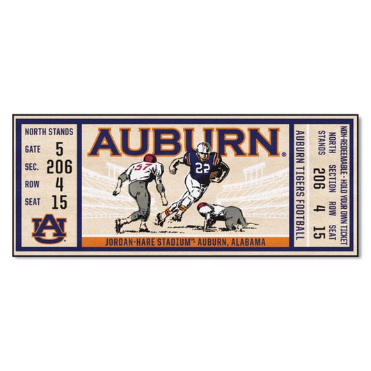 Auburn Tigers NCAA Ticket Runner: 30" x 72", vibrant team colors, non-skid backing, durable nylon, made and tufted in the USA, machine washable, officially licensed by Fanmats.