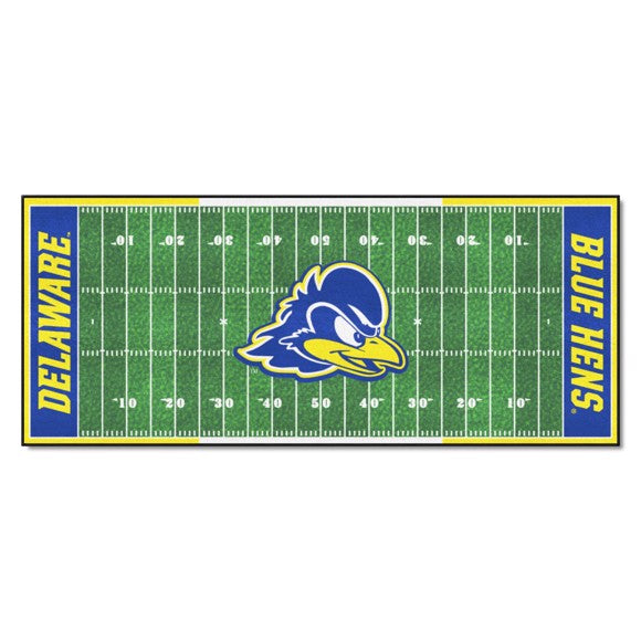 Delaware Blue Hens NCAA Football Runner: Brand New, 30"x72", True Team Colors, Non-skid Backing, 100% Nylon, Made in USA, Machine Washable