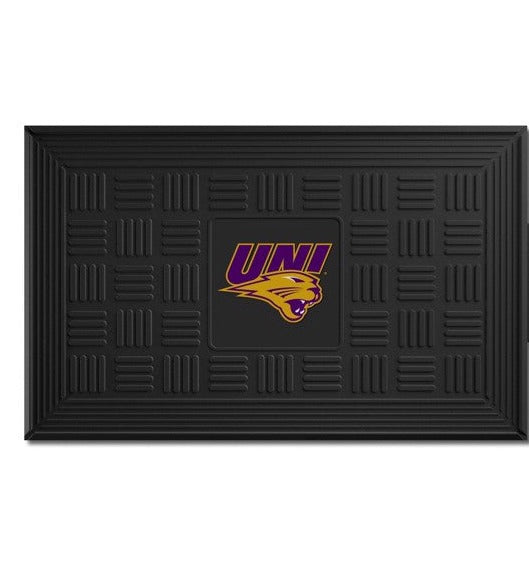 Northern Iowa Panthers NCAA Door Mat: 19.5" x 31", 3-D logo in team colors. Ridges clean shoes, drain water. Durable, weather-resistant vinyl.