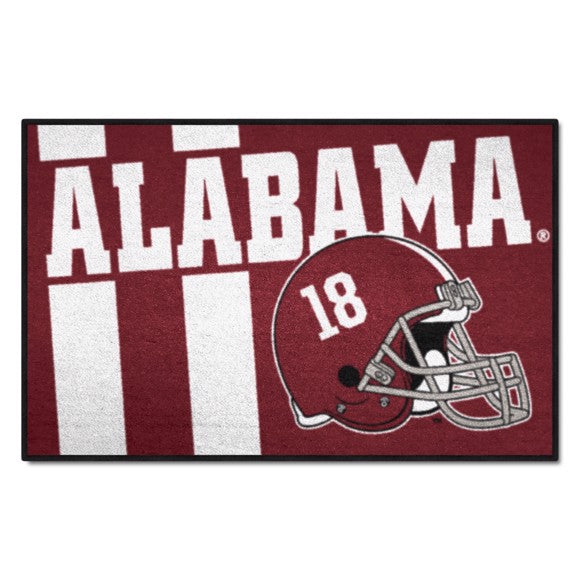 Alabama Crimson Tide NCAA Uniform Starter Mat: 19"x30", 100% nylon, vibrant colors, non-skid, machine washable, by Fanmats.