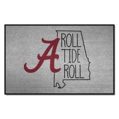 Alabama Crimson Tide NCAA Southern Style Starter Mat: 19"x30", 100% nylon, non-skid, chromojet-printed, machine washable, made to order.