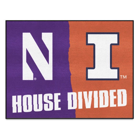 House Divided - Northwestern Wildcats / Illinois Fighting Illini House Divided Mat by Fanmats