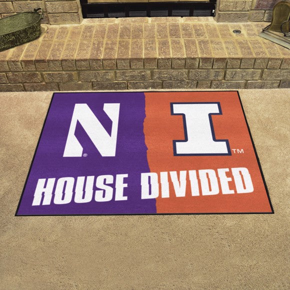 House Divided - Northwestern Wildcats / Illinois Fighting Illini House Divided Mat by Fanmats