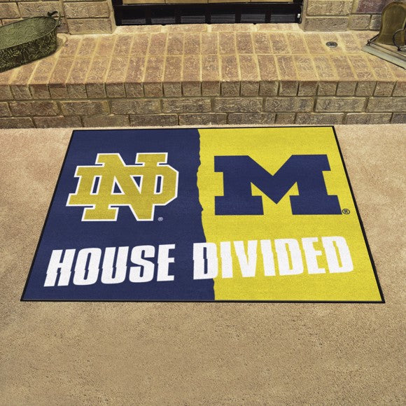House Divided - Notre Dame Fighting Irish / Michigan Woverines Rug / Mat by Fanmats