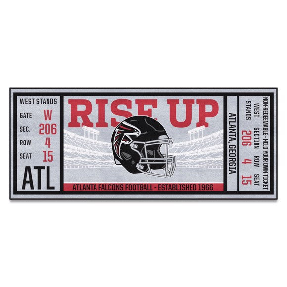 Atlanta Falcons NFL Ticket Runner: 30" x 72", vibrant team colors, non-skid backing, durable nylon, made and tufted in the USA, machine washable, officially licensed by Fanmats.