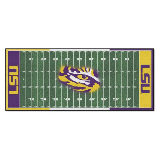 LSU Tigers NCAA Football Field Runner Mat - 30x72 inches, Chromojet-Printed, Non-Skid Backing, 100% Nylon, Made in USA, Officially Licensed by Fanmats