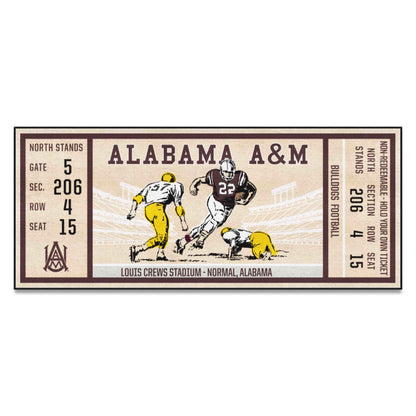 Made in USA Alabama A&M Bulldogs NCAA Ticket Runner, 30"x72", 100% nylon, non-skid backing, vibrant team colors, machine washable.