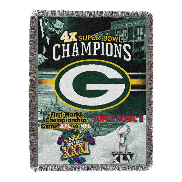 Green Bay Packers Commemorative Series 4x Champs Tapestry by The Northwest