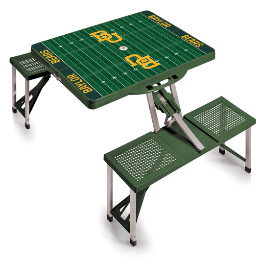 Baylor Bears Field Design Portable Camping / Picnic / Tailgating Folding Table with Seats by Picnic Time