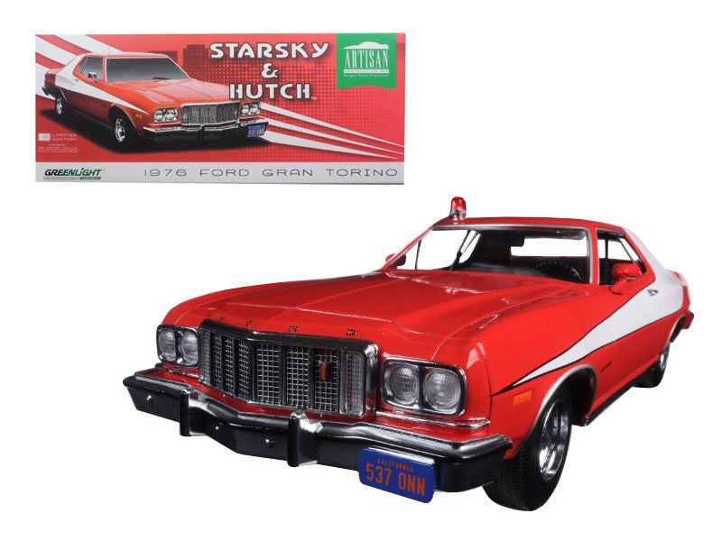 Diecast model of the 1976 Ford Gran Torino from "Starsky and Hutch" (TV Series 1975-79), detailed interior/exterior, 10.5" x 4.5" x 3.55".