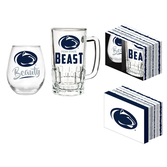 Penn State Nittany Lions Boxed Drink Set -17oz Stemless Wine and 16oz Tankard by Evergreen
