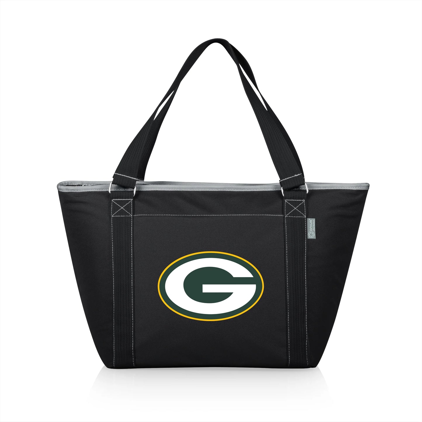 Green Bay Packers NFL Topanga Cooler Tote Bag, black insulated soft-sided cooler, 24-can capacity.
