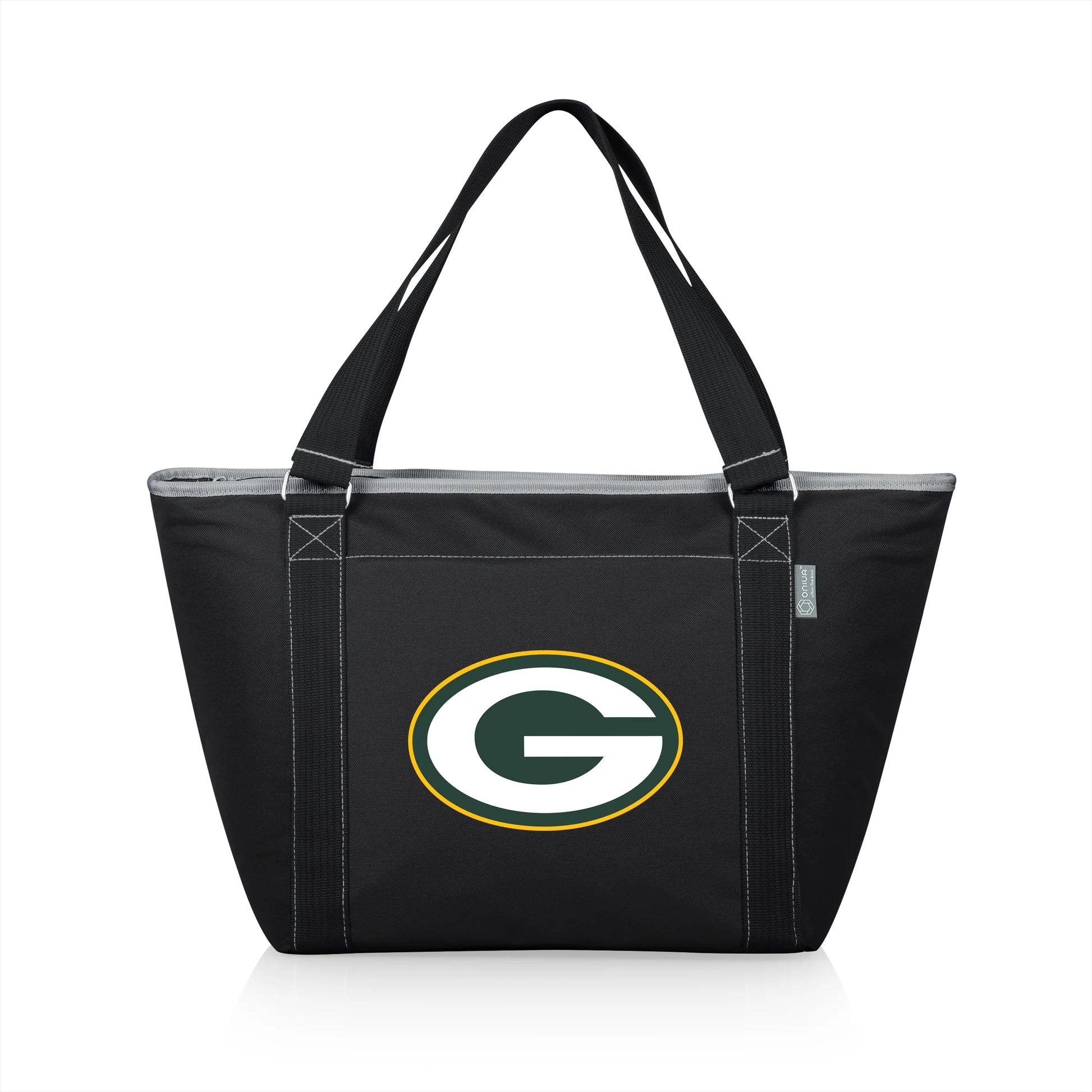 Green Bay Packers NFL Topanga Cooler Tote Bag, black insulated soft-sided cooler, 24-can capacity.