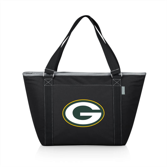 Green Bay Packers NFL Topanga Cooler Tote Bag, black insulated soft-sided cooler, 24-can capacity.