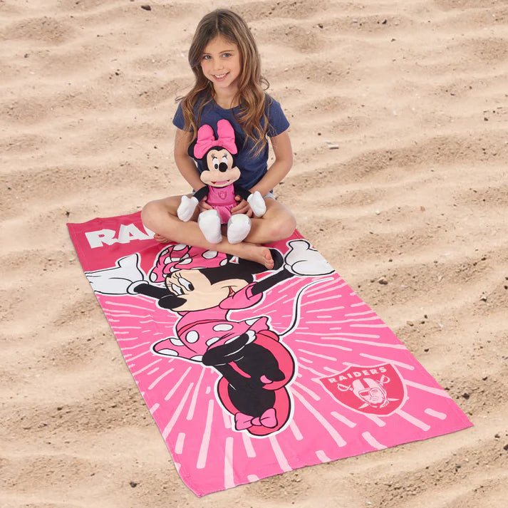 Las Vegas Raiders Disney Minni Mouse Spirit Hugger Beach Towel Set by Northwest Group