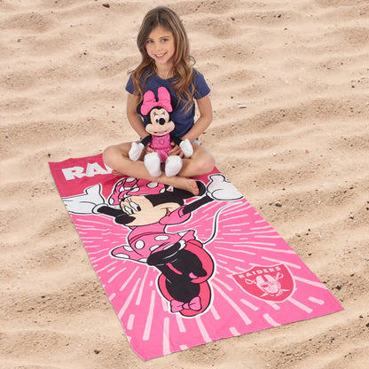 Las Vegas Raiders Disney Minni Mouse Spirit Hugger Beach Towel Set by Northwest Group