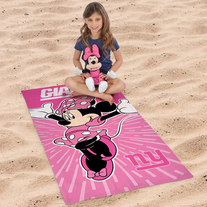 New York Giants Disney Minni Mouse Spirit Hugger Beach Towel Set by Northwest Group