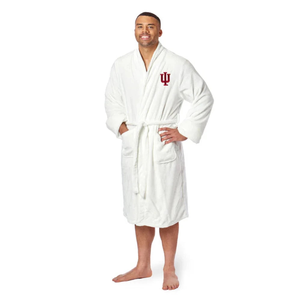 Indiana Hoosiers NCAA Bathrobe - Silky-soft, luxurious robe with embroidered logo, pockets, and tie belt. L/XL size.