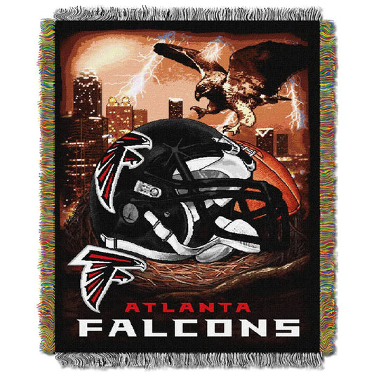 Atlanta Falcons Home Field Advantage Tapestry: 48"W x 60"L. Detailed woven design with team graphics and name, decorative fringes. Machine washable.