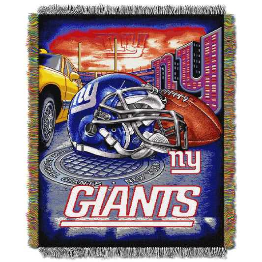 New York Giants Home Field Advantage Tapestry by The Northwest, 48"x60", woven, fringes, machine washable, officially licensed.