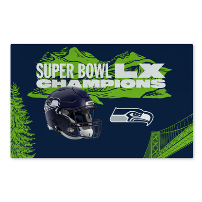 Seattle Seahawks Super Bowl LX Champions Baker washable rug, 20x32 inches, Made in USA, official NFL décor