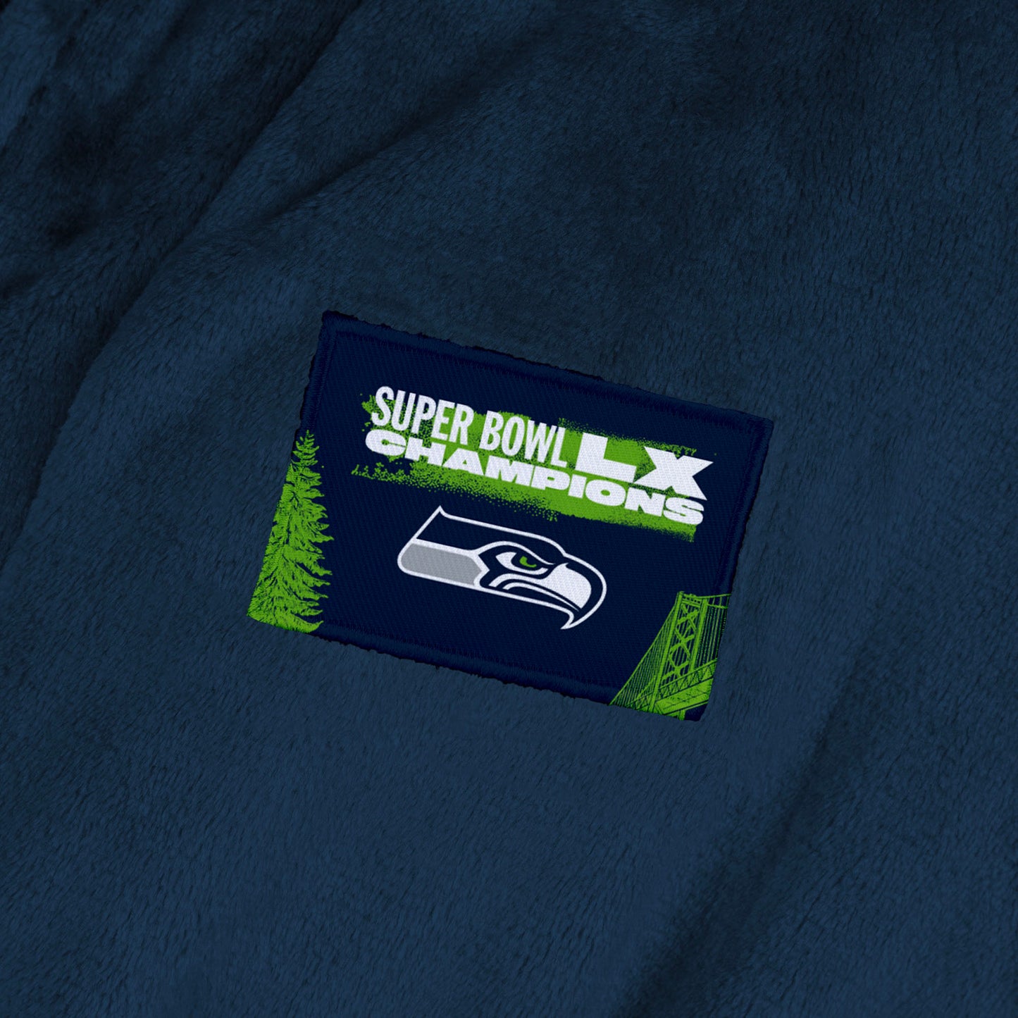 NFL Super Bowl 2026 Seattle Seahawks Champs Hub Faux Silk Touch Robe Small / Medium