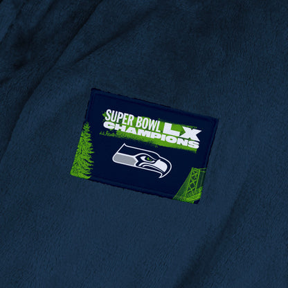 NFL Super Bowl 2026 Seattle Seahawks Champs Hub Faux Silk Touch Robe Small / Medium