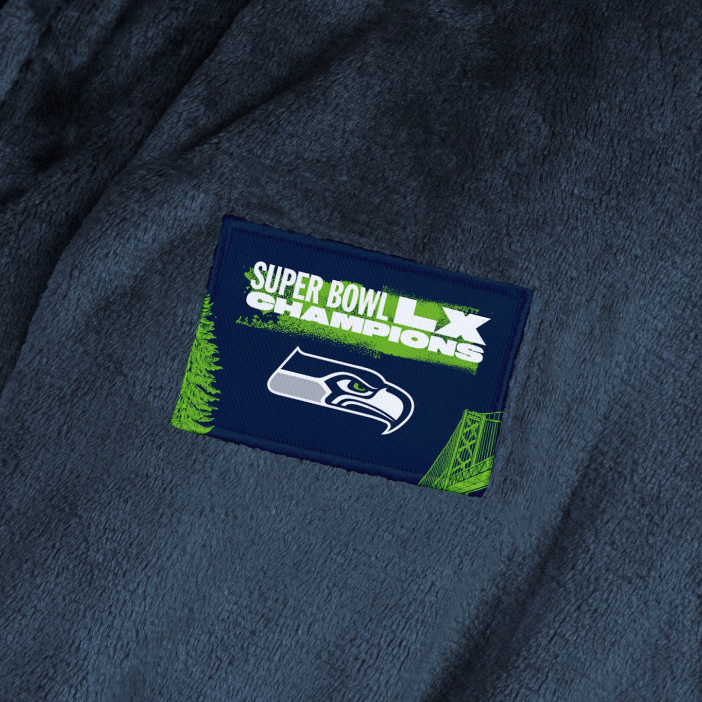 NFL Super Bowl 2026 Seattle Seahawks Champs Hub Faux Silk Touch Robe Large/XLarge