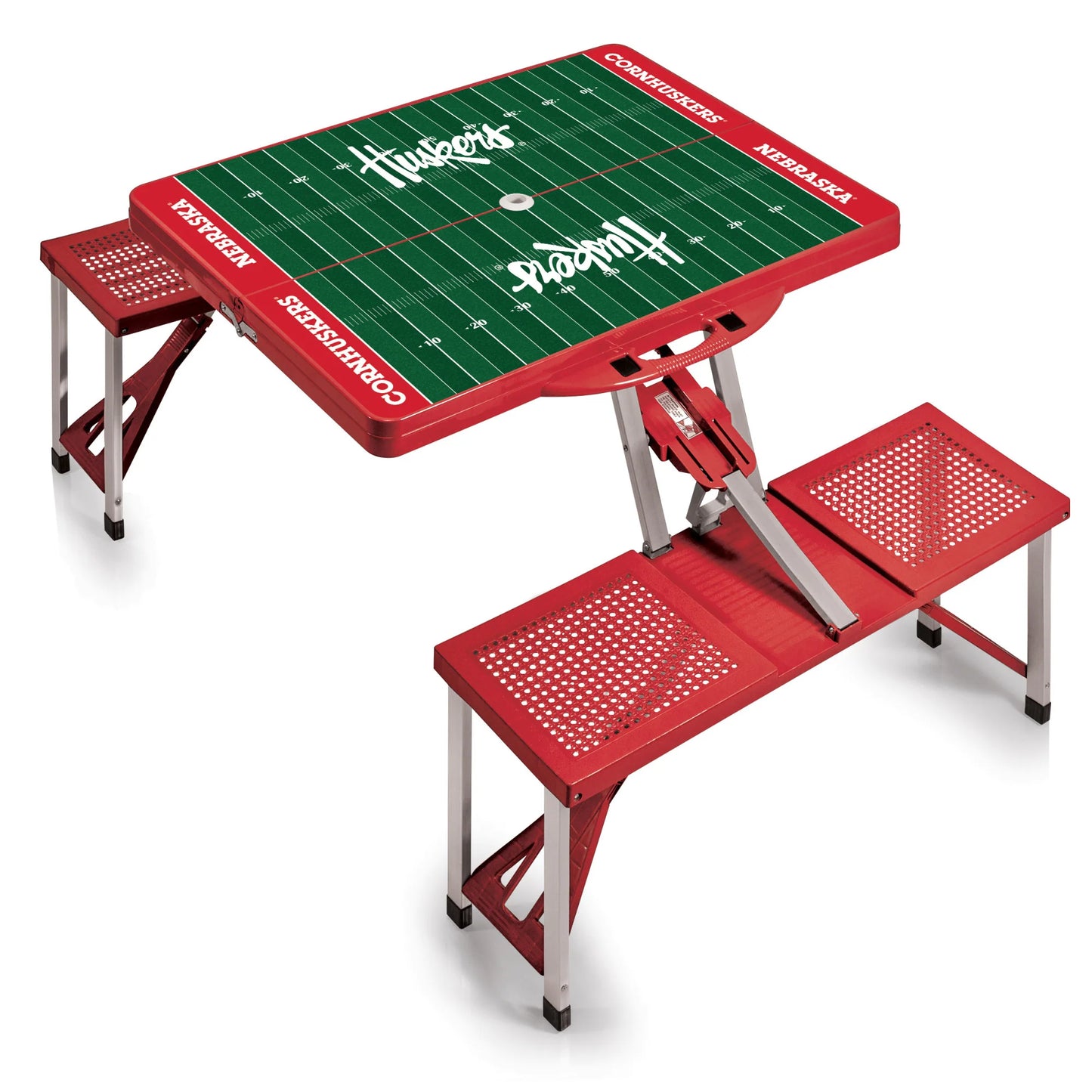 Nebraska Cornhuskers Field Design Portable Camping / Picnic / Tailgating Folding Table with Seats by Picnic Time