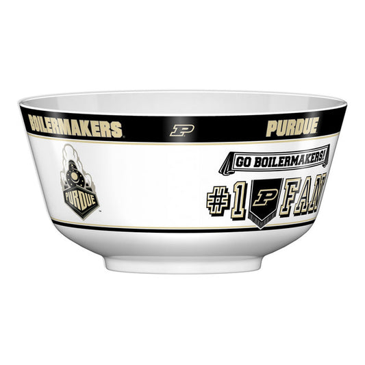 Purdue Boilermakers NCAA Party Bowl with team colors and graphics, made of durable melamine, measures 11.75 x 6 inches.