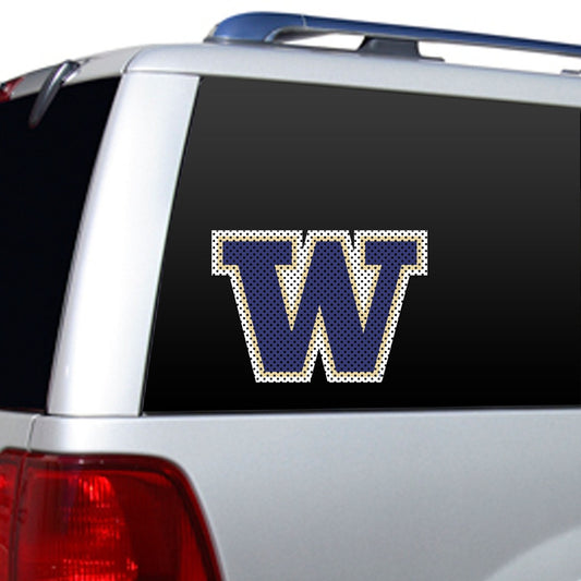 Washington Huskies 12" x 10" NCAA die cut window film with bold team graphics in authentic colors by Fremont Die.
