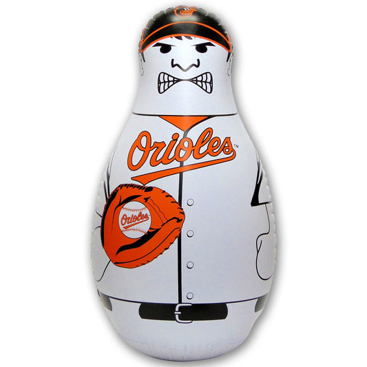 "Baltimore Orioles Tackle Buddy Punching Bag by Fremont Die, featuring team logo and colors. Designed for fitness and fun, made of durable material, officially licensed