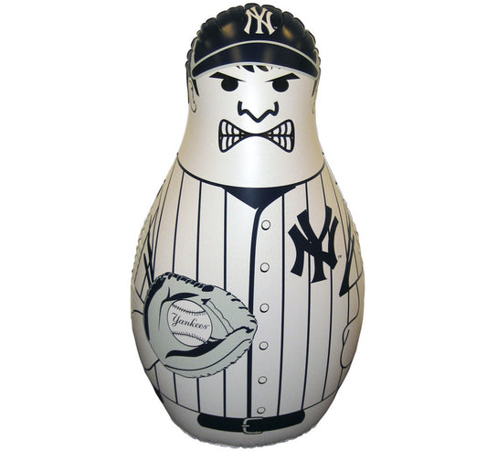 "New York Yankees Tackle Buddy Punching Bag by Fremont Die, featuring the team's logo and colors, perfect for playful fun and showing team spirit."