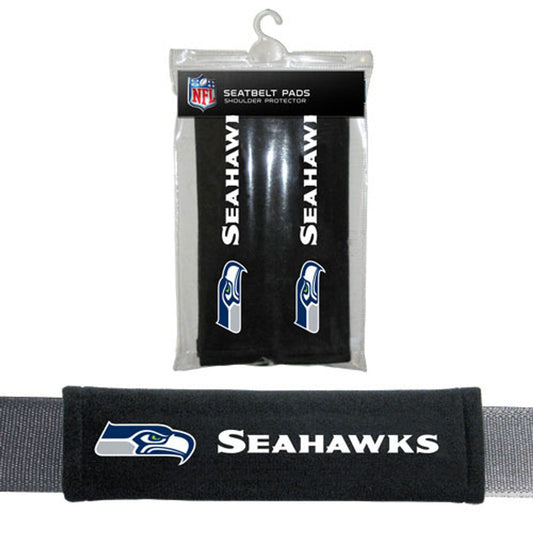 Seattle Seahawks velour seatbelt pad with plush comfort and official NFL team logo for any strap.