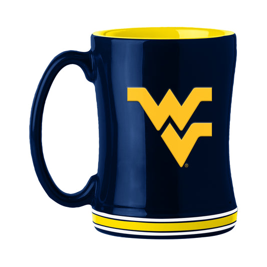 West Virginia Mountaineers 14 oz ceramic coffee mug with 3D logo and team name by Logo Brands