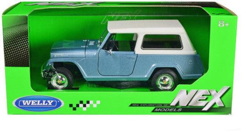 1967 Jeep Jeepster Commando Station Wagon Light Blue Metallic with White Top "NEX Models" Series 1/24 Diecast Model Car by Welly