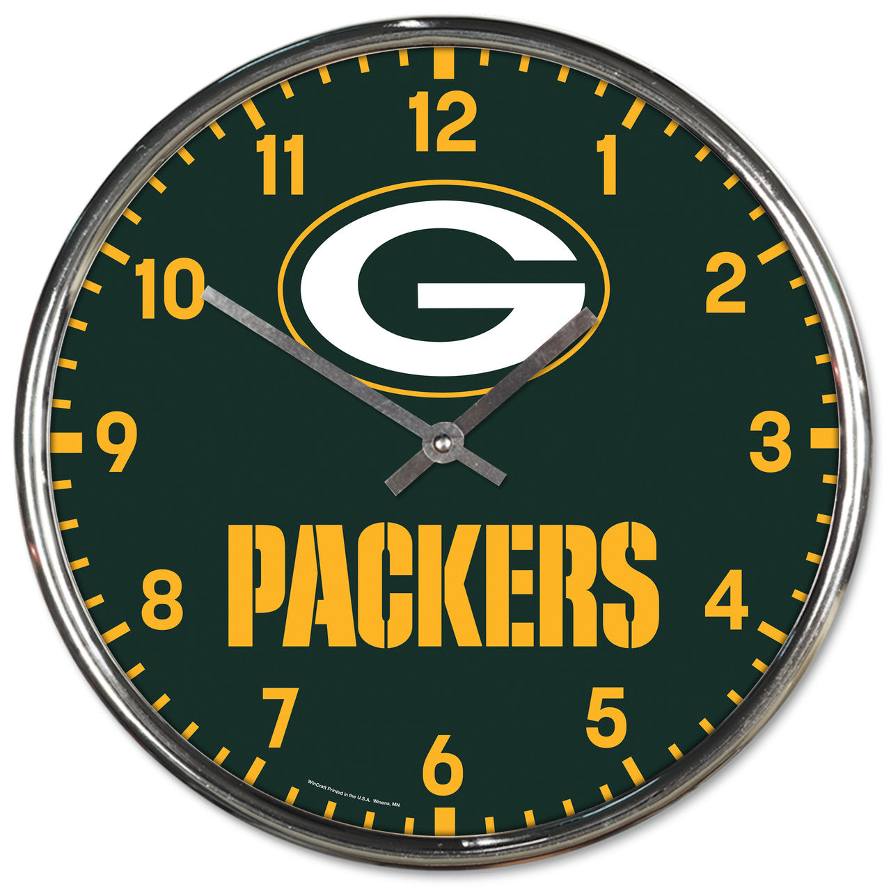 Green Bay Packers Round Chrome Wall Clock by Wincraft