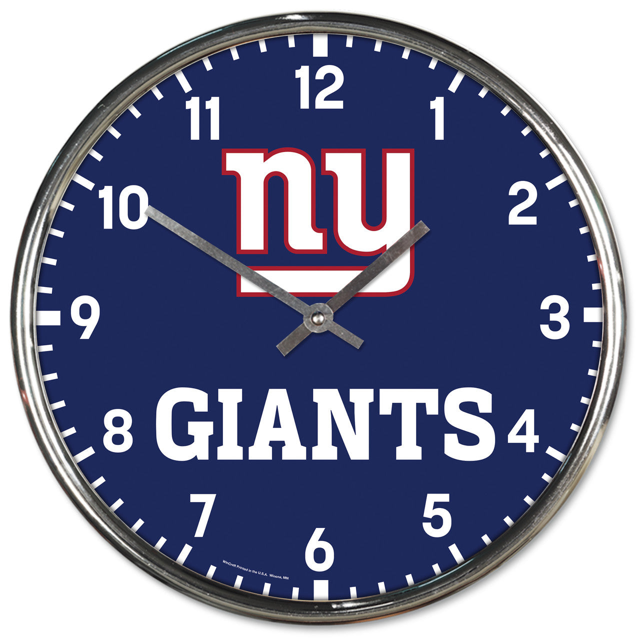 New York Giants 12" Round Wall Chrome Clock by Wincraft