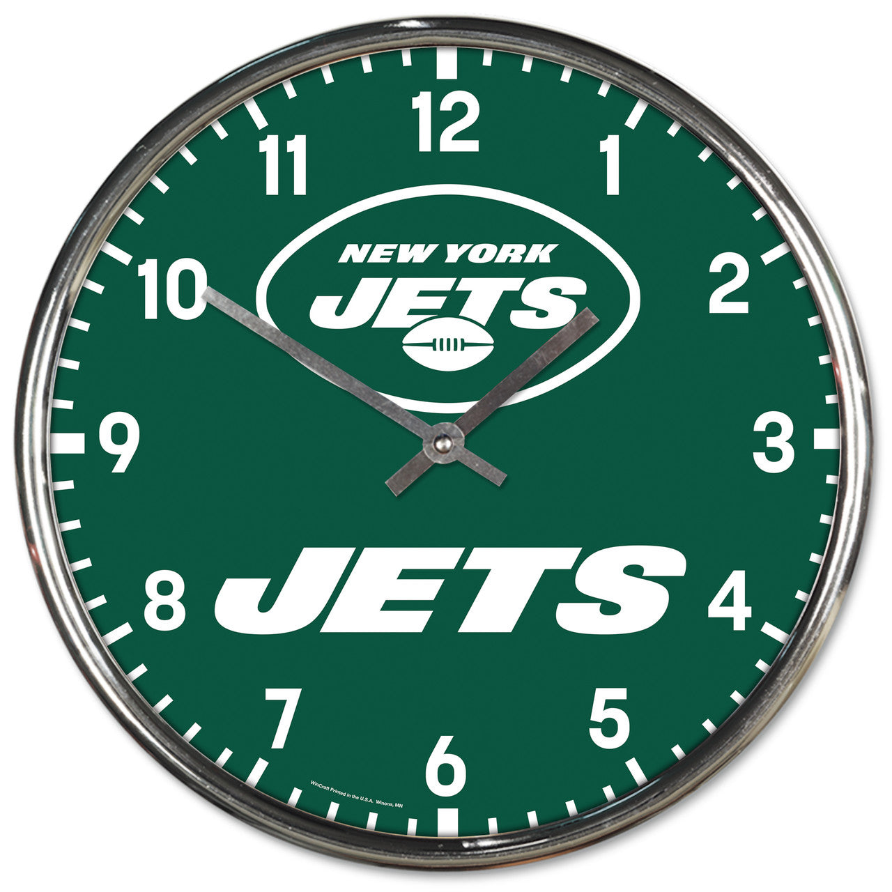 New York Jets 12" Round Wall Chrome Wall Clock by Wincraft