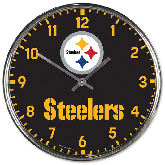 Pittsburgh Steelers 12" Round Chrome Wall Clock by Wincraft