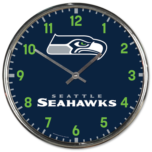 Seattle Seahawks 12" Round Chrome Wall Clock by Wincraft