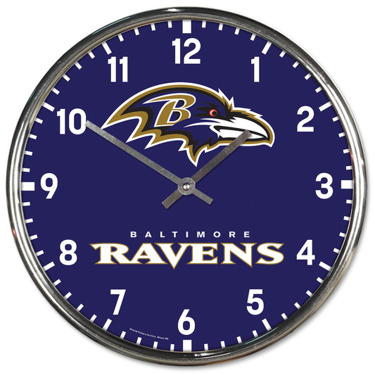 Baltimore Ravens 12" Round Chrome Wall Clock by Wincraft