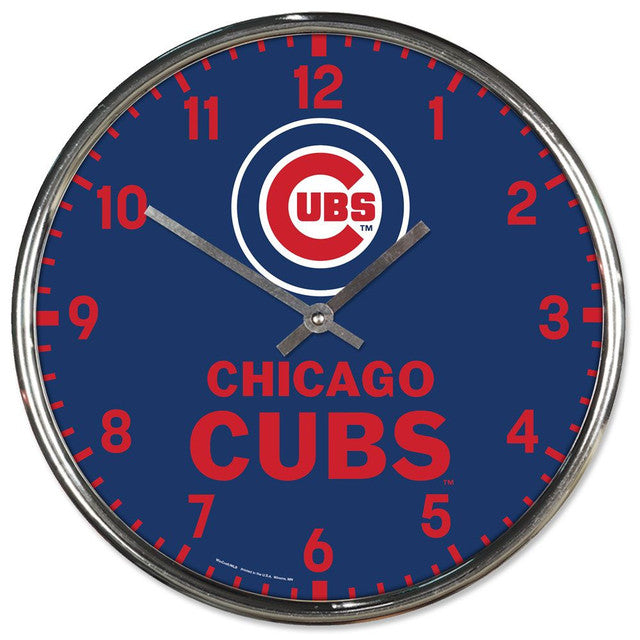 Chicago Cubs 12" Round Chrome Wall Clock