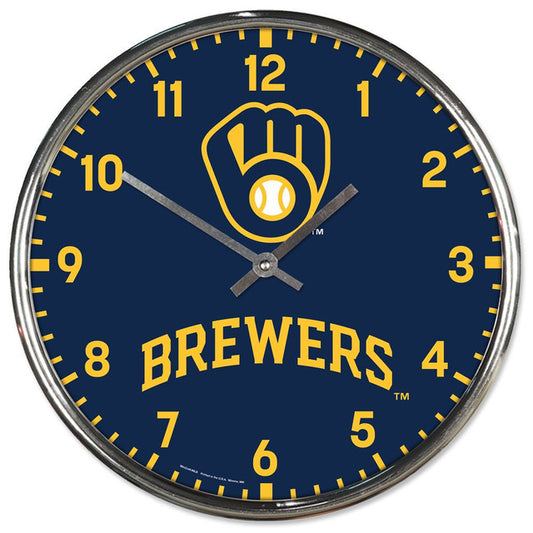 Milwaukee Brewers 12" Round Chrome Wall Clock by Wincraft