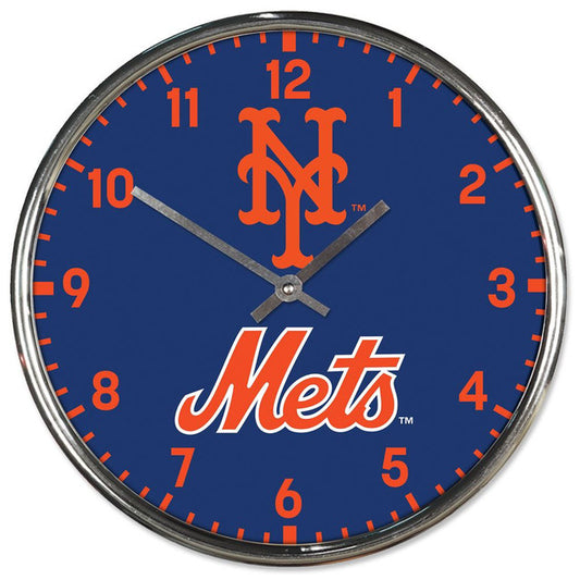 New York Mets 12" Round Wall Chrome Clock